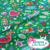 Bine Brändle Sweat "Fröhliche Weihnachten grün" 0,5m x 155cm Bine Brändle Sweat "Fröhliche Weihnachten grün" 0,5m x 155cm