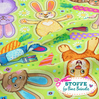 Bine Brändle Jersey "Osterhasen hellgrün groß" 1m x 155cm Bine Brändle Jersey "Osterhasen hellgrün groß" 1m x 155cm