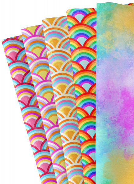 Bine Brändle 100% Baumwolle "Regenbögen pastell" 0,5m x 155cm Kombistoffe