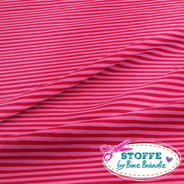Bine Brändle Jersey "Schmale Streifen rosa-rot" 0,5m x 155cm