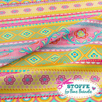 Bine Brändle 100% Baumwolle "Bordürenliebe Gelb" 1m x 155cm Bine Brändle 100% Baumwolle "Bordürenliebe Gelb" 1m x 155cm