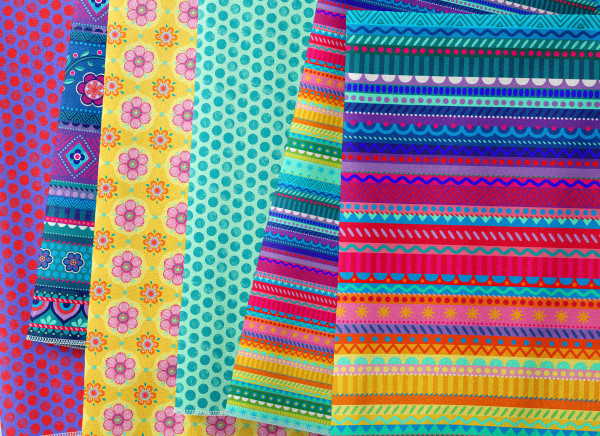 Bine Brändle Restepaket Baumwolle multi-bunt Patchwork Neue Multistreifen Mini Multistreifen