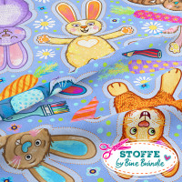 Bine Brändle Jersey "Osterhasen hellblau groß" 1m x 155cm Bine Brändle Jersey "Osterhasen hellblau groß" 1m x 155cm