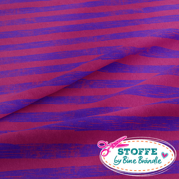 Bine Brändle Jersey "Kritzelstreifen violett" 0,5m x 155 cm