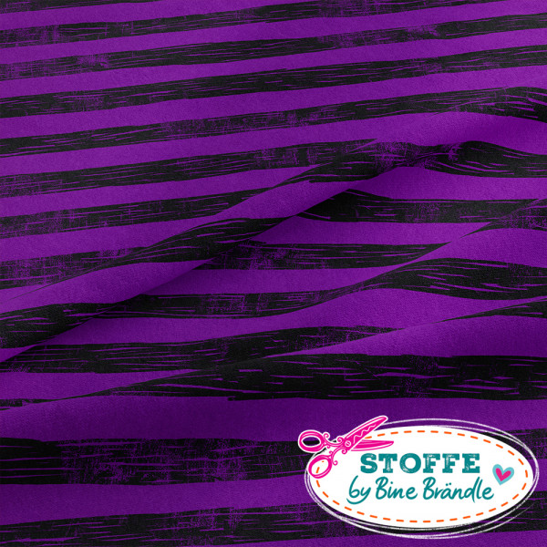 Bine Brändle 100% Baumwolle "Kritzelstreifen violett-schwarz" 0,5m x 155 cm