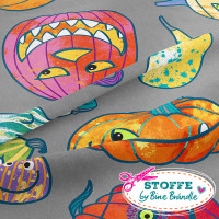 Bine Brändle Jersey "Kürbisse grau" 1m x 155 cm Bine Brändle Jersey "Kürbisse grau" 1m x 155 cm