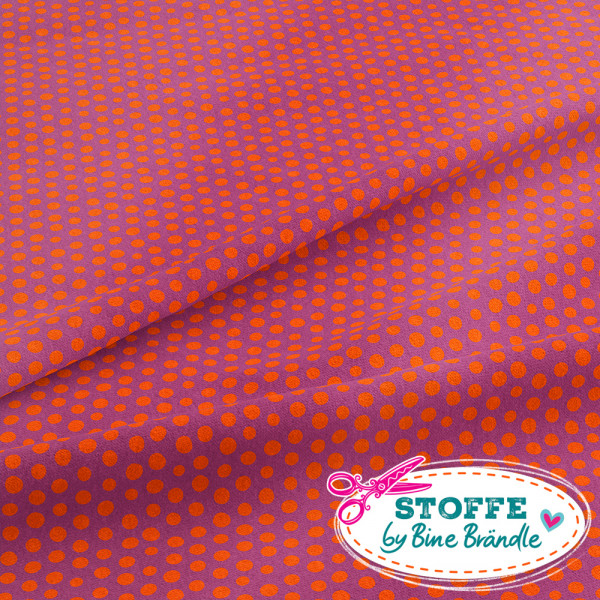Bine Brändle Jersey "Tupfen orange-violett" 0,5m x 155 cm