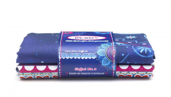 Bine Brändle Baumwolle Großes Mandala blau Stoff-Set Nr. 2