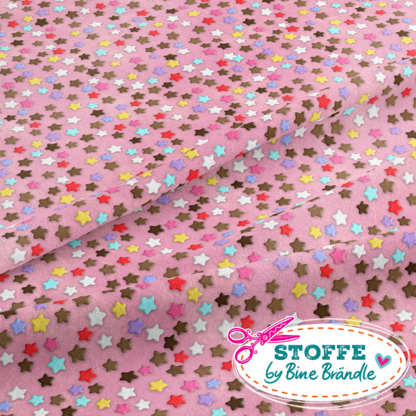 Bine Brändle Sommersweat French Terry Streusel-Sternchen rosa 0,5 m x 155 cm 