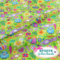 Bine Brändle Sommersweat 0,5m x 155cm "Osterkonfetti grün" Kombistoffe  Bine Brändle Sommersweat 0,5m x 155cm "Osterkonfetti grün" Kombistoffe