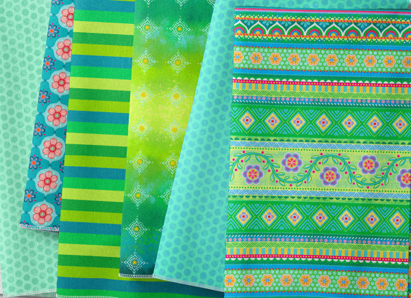Bine Brändle Restepaket Baumwolle türkis grün Patchwork Stoffschnäppchen
