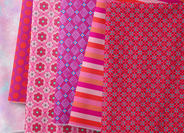 Bine Brändle Restepaket Baumwolle rosa-rot Patchwork