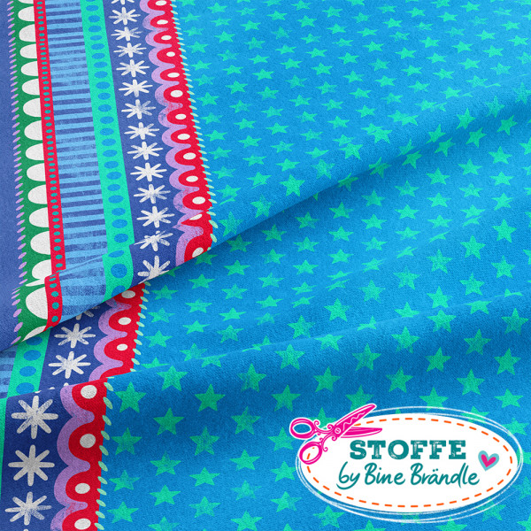 Bine Brändle 100% Baumwolle "Sterne blau" 0,5m x 155cm Weihnachtsstoffe