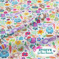 Bine Brändle Jersey "Osterkonfetti weiß 0,5m x 155 cm" Kombistoffe Bine Brändle Jersey "Osterkonfetti weiß 0,5m x 155 cm" Kombistoffe