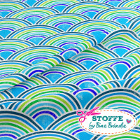 Bine Brändle 100% Baumwolle "Regenbögen blau" 0,5m x 155cm Bine Brändle 100% Baumwolle "Regenbögen blau" 0,5m x 155cm