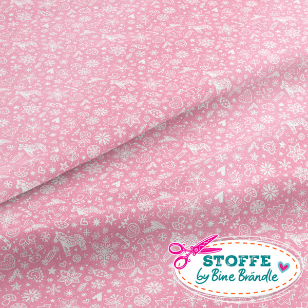 Bine Brändle 100% Baumwolle Weihnachtsdingelchen rosa-weiß klein 0,5 m x 155 cm 