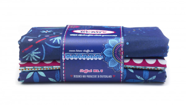 Bine Brändle Baumwolle Großes Mandala blau Stoff-Set Nr. 3 