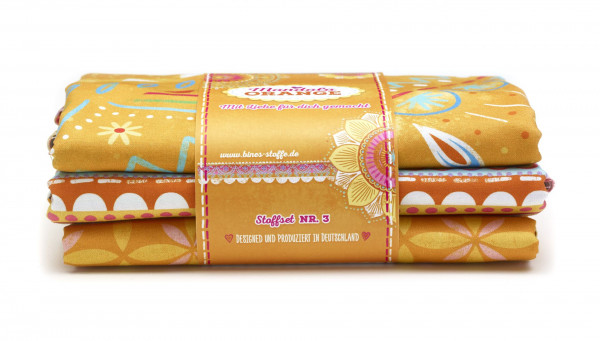 Bine Brändle Baumwolle Großes Mandala orange Stoff-Set Nr. 3