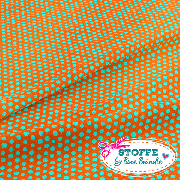 Bine Brändle Jersey "Tupfen orange-grün" 0,5mx155 cm