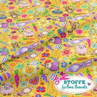 Bine Brändle Sommersweat 0,5m x 155cm "Osterkonfetti gelb" Kombistoffe  Bine Brändle Sommersweat 0,5m x 155cm "Osterkonfetti gelb" Kombistoffe
