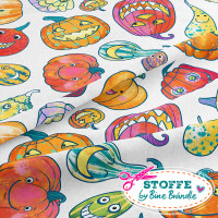 Bine Brändle Jersey "Kürbisse weiß klein" 0,5m x 155 cm Bine Brändle Jersey "Kürbisse weiß klein" 0,5m x 155 cm