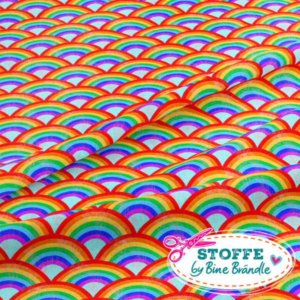 Bine Brändle 100% Baumwolle "Regenbögen bunt" 0,5m x 155cm