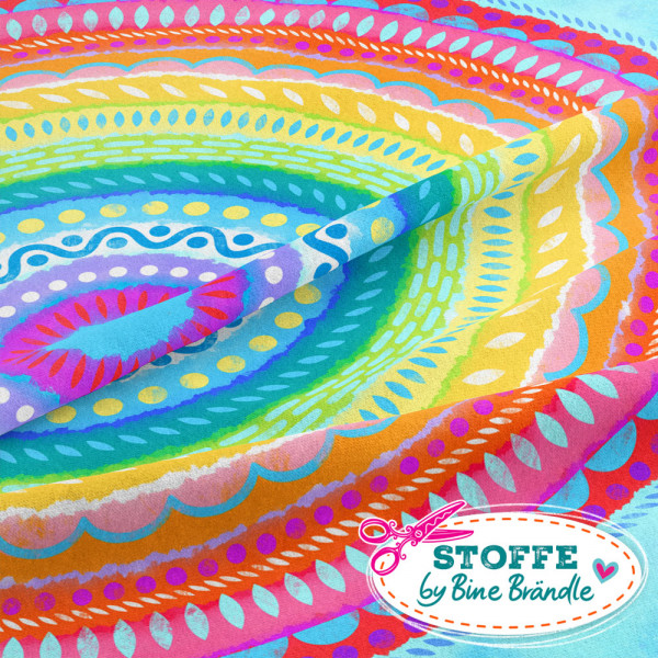 Bine Brändle 100% Baumwolle "Großes Regenbogen Mandala" 1m x 155cm-