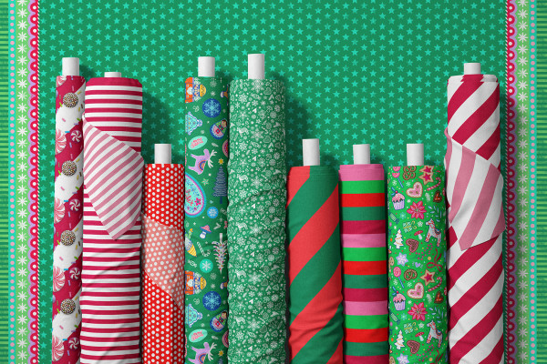 Bine Brändle 100% Baumwolle "Weihnachtsdingelchen grün klein" 0,5m x 155cm Kombistoffe